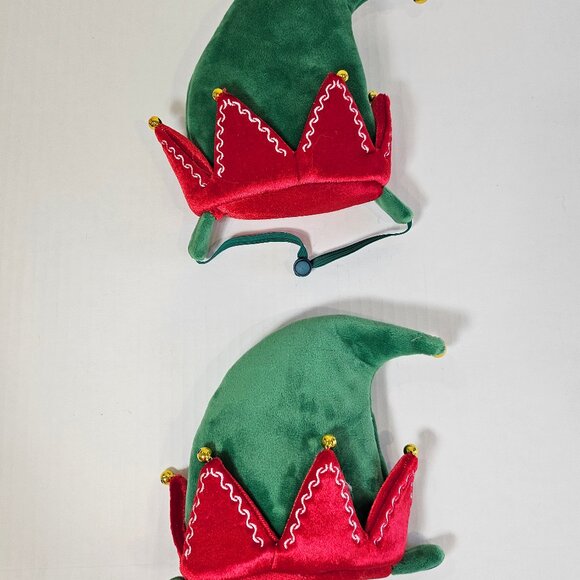 Set Of Two Merry and Bright Holiday Elf Pet Hats Large/Extra Large Sizes - Picture 2 of 9